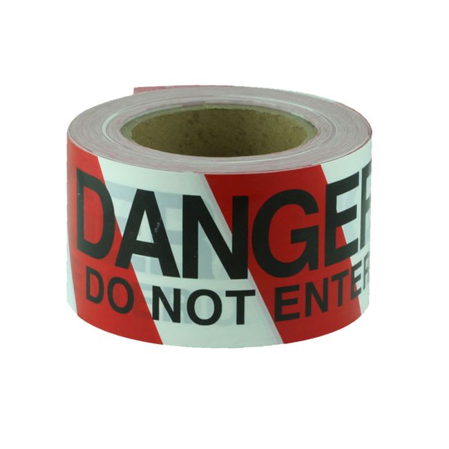 Barrier Tape - Red and White Danger Do Not Enter 100mx75mm (Sold as rolls, carton of 20)
